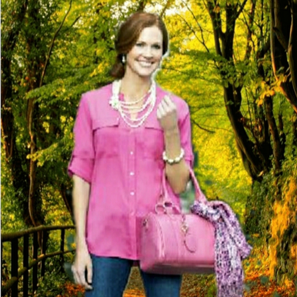 Penelope Ann Pink Satchel/Bag with Gold Hardware